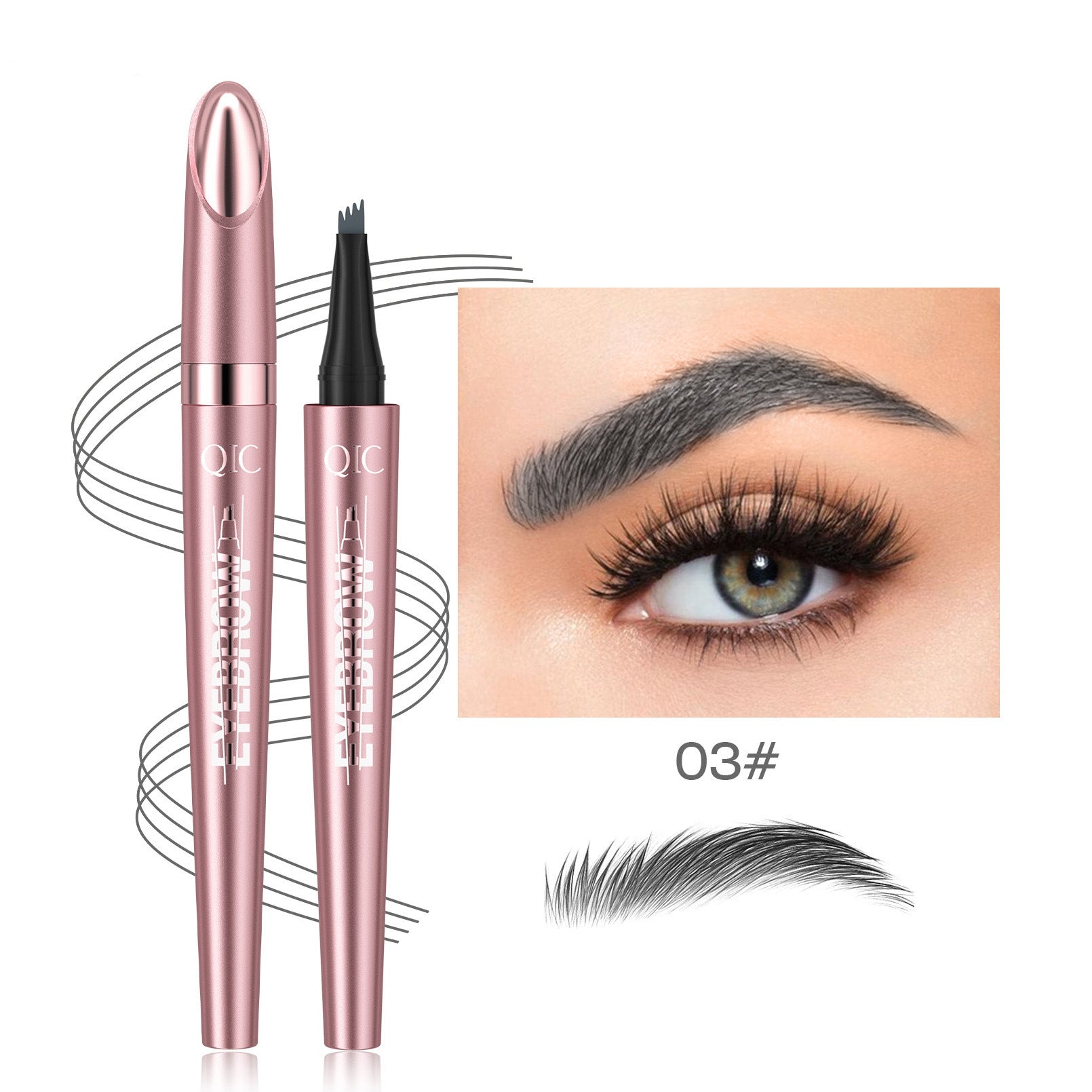 Waterproof And Smooth Not Smudge Four-fork Liquid Eyebrow Pencil