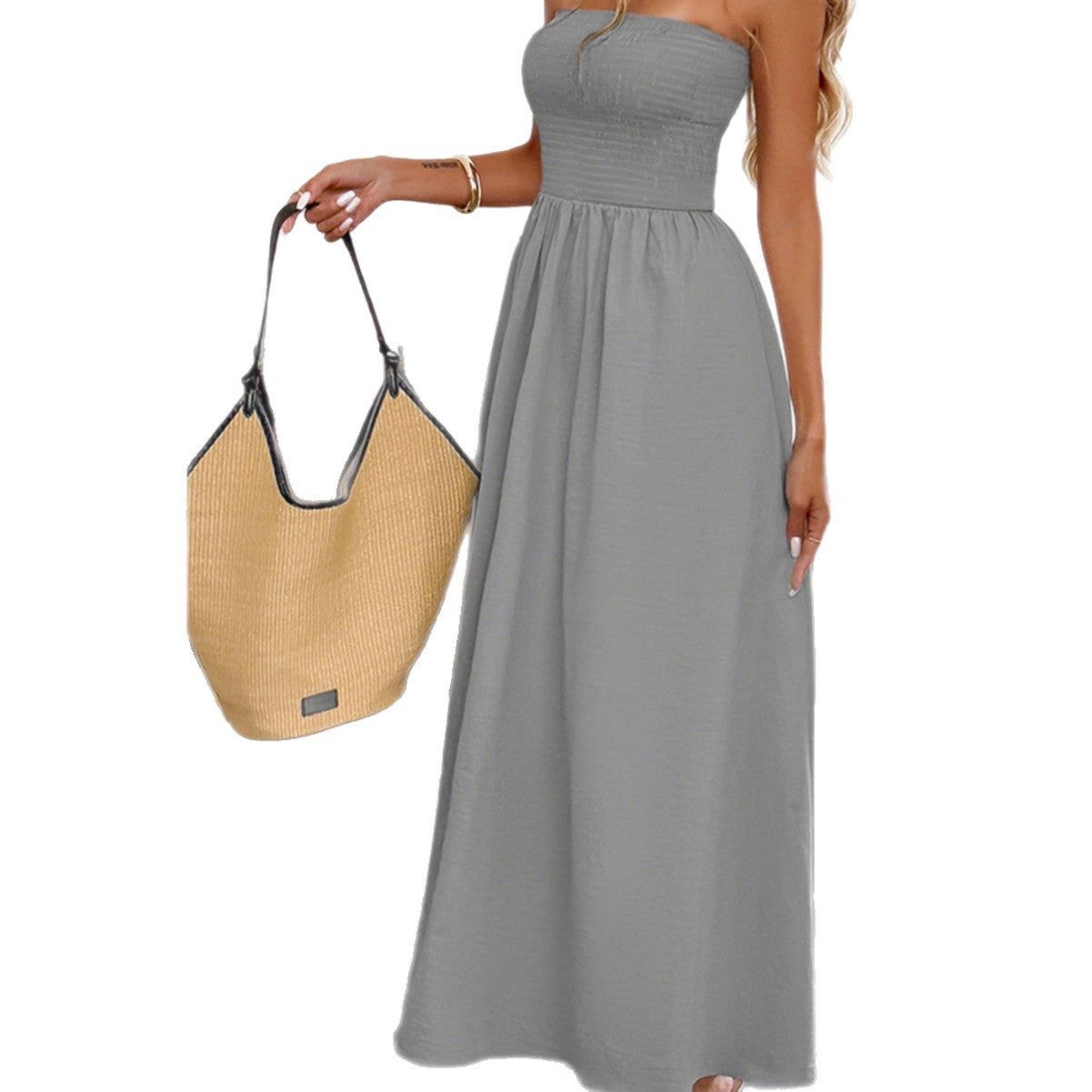 Tube Top Waist-cinching Dress For Women